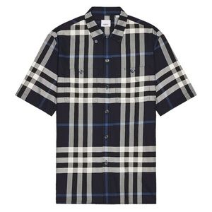 BURBERRY Blue and white Plaid Willem Shirt size XL